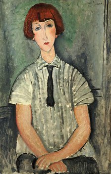 Young Girl with a Striped Blouse, 1917. Creator: Modigliani, Amedeo (1884-1920).