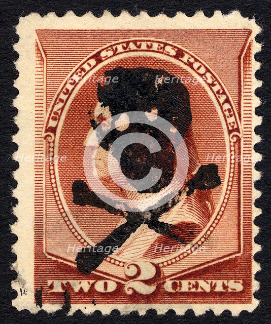 2c Washington with skull and crossbones single, c. 1883. Creator: Unknown.