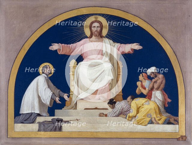 Esquisse pour l'église Saint-François-Xavier : Saint-François-Xavier présentant au Christ..., c.1876 Creator: Romain Cazes.