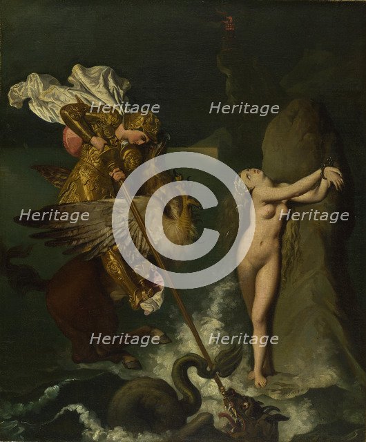 Angelica saved by Ruggiero, 1819-1839. Artist: Ingres, Jean Auguste Dominique (1780-1867)