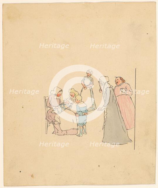 People admiring a baby, c.1880-c.1910.  Creator: Anon.