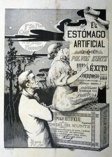 Advertising of the pharmaceutical product 'The Artificial Stomach ', 1896.  Creator: Argemi, Tomás (1870-1910).