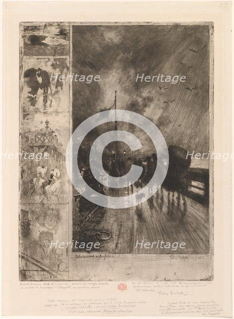 Un Débarquement en Angleterre, (Landing in England) 1879. Creator: Felix Hilaire Buhot.