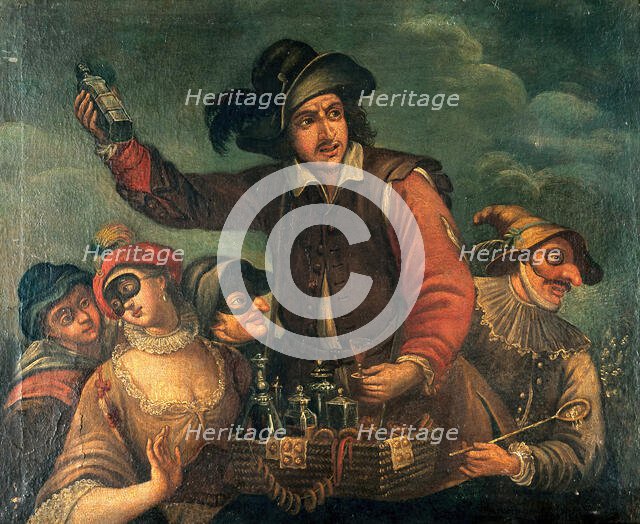 A quack selling medicines. Creator: Unknown.