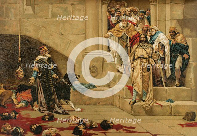 Scene depicting the legend of the Bell of Huesca, or Legend of the Monk King, (1889).  Creator: Unknown.