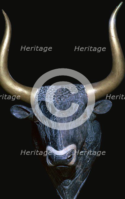 Minoan bulls head libation vessel. Artist: Unknown