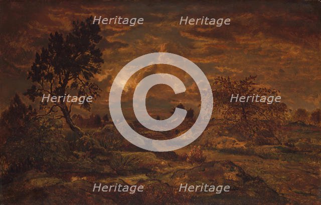 Sunset near Arbonne, ca. 1860-65. Creator: Theodore Rousseau.