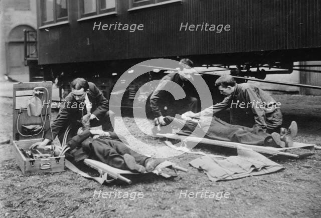 Reviving mine victims, between c1910 and c1915. Creator: Bain News Service.