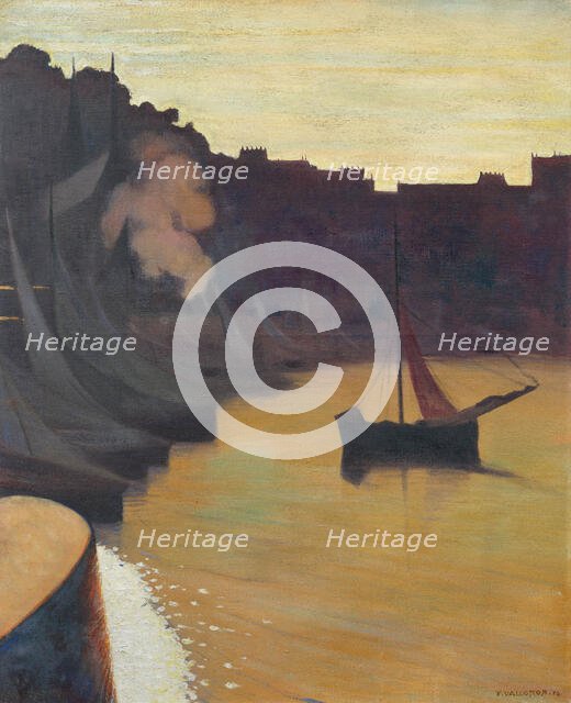 Corner of the harbor in the evening, 1914. Creator: Vallotton, Felix Edouard (1865-1925).