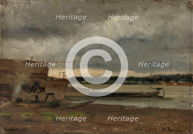 View of the Rhine near Düsseldorf, 1875. Creator: Gerhard Munthe.