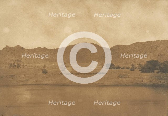 Vue prise du Nord-Est de Philae - Village de Kolokina, 1849-50. Creator: Maxime du Camp.