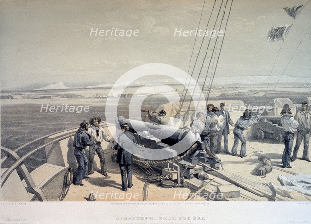 View of Sevastopol from the sea, 1855.  Creator: Simpson, William (1832-1898).