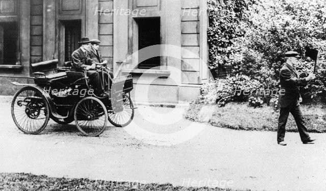 Peugeot 1896 with C.R. Rolls driving and Red flag in front