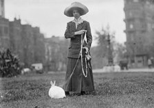 Mrs. J.R. Band with Pet Rabbit, 1911. Creator: Harris & Ewing.
