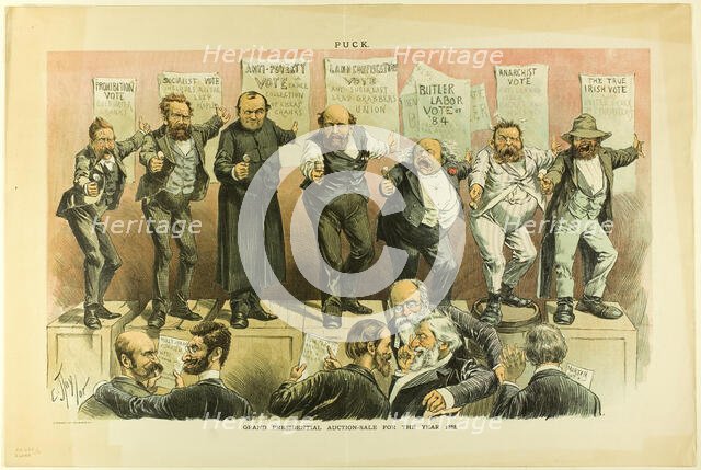 Grand Presidential Auction Sale, from Puck, 1888. Creator: Charles Jay Taylor.