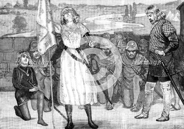 Sarah Bernhardt as Joan of Arc, at Her Majesty’s Theatre, 1890. Creator: P Naumann.