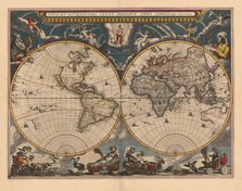 Double hemisphere map of the World, 1662. Artist: Blaeu, Joan (1596-1673)