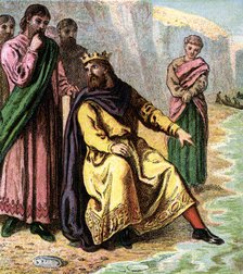 'Canute And His Courtiers', 11th century, (c1850). Artist: Unknown