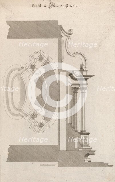 Floorplan and Side View of an Altar, Plate a (2) from 'Unterschiedliche Neu..., Printed ca. 1750-56. Creator: Johann Michael Leüchte.