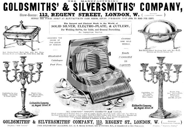 Advertisement for the Goldsmiths' & Silversmiths' Company, 1898. Creator: Unknown.