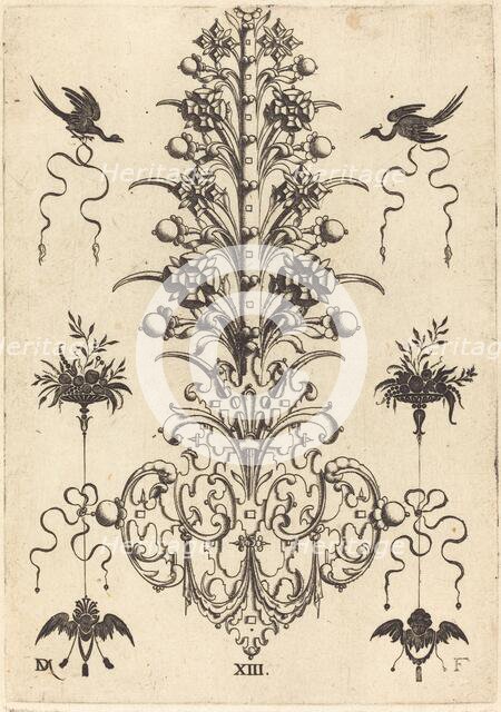 Hyacinth-Shaped Brooch with Birds at Top and Devil's- and Angel's-Head at Bottom, 1596. Creator: Daniel Mignot.