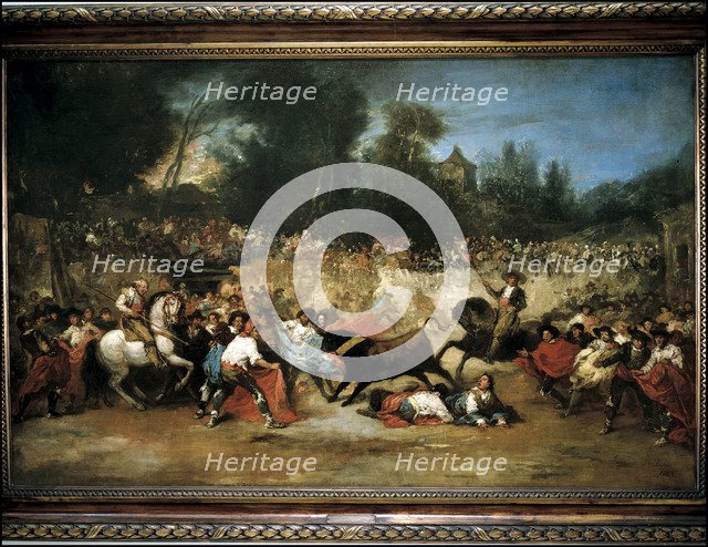 The bull with collar' Eugenio Lucas Villaamil, oil 1863.