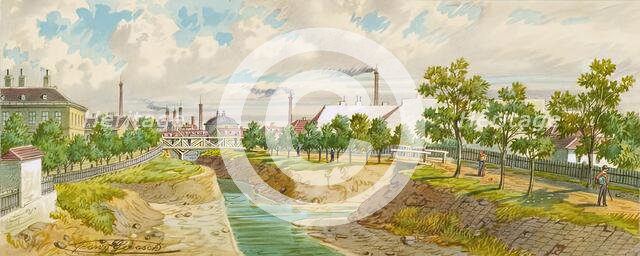 The Hoblingersteg over the Vienna River (Gaudenzdorf), undated. Creator: Franz Gerasch.