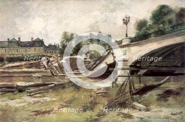 'The Bridge at the Aisne', France, 1915, (1926).Artist: Francois Flameng