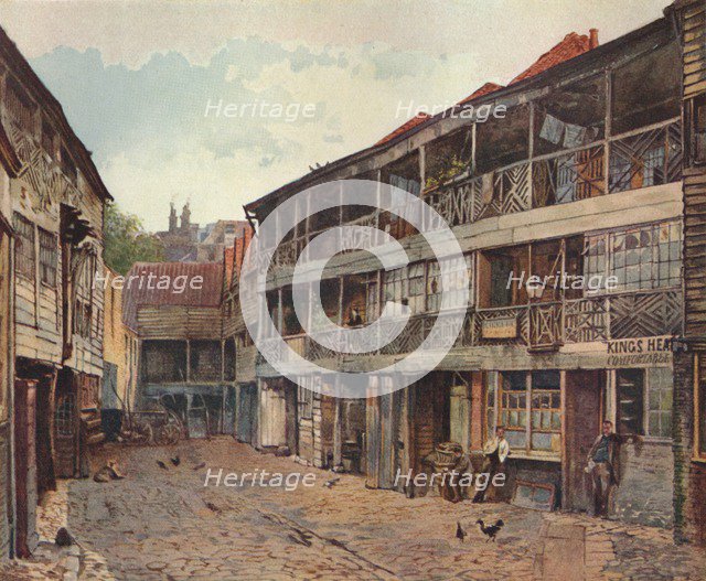 King's Head Inn and King's Head Inn Yard, Borough High Street, Southwark, London, 1879. Artist: John Crowther.