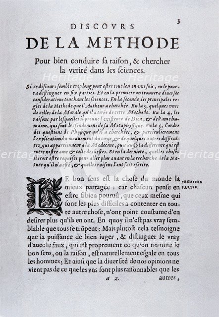 Frontispiece of 'De la Methode' by Descartes.