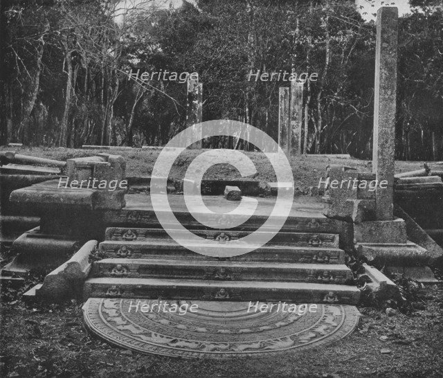 'The Ruined Cities of Anuradhapura. Moonstone and Steps', c1890, (1910). Artist: Alfred William Amandus Plate.