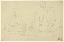 Two Frigates Under Full Sail, n.d. Creator: Willem van de Velde the Younger.