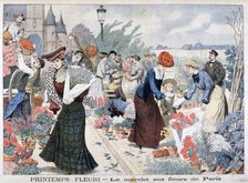 Spring flowers in a market, Paris, 1903. Artist: Unknown