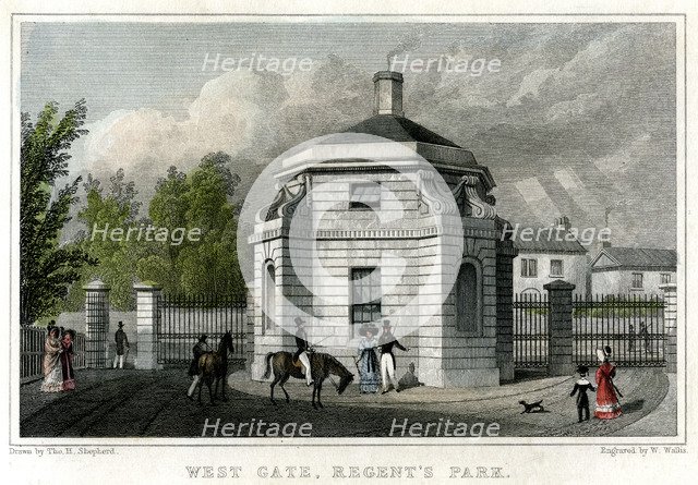 West Gate, Regent's Park, London, 19th century.Artist: W Wallis