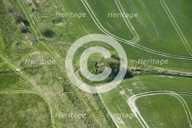 Second World War observation post built into a bowl barrow mound, Cherhill Down, Wiltshire, 2015. Creator: Historic England.