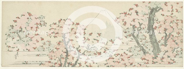 The Mount Fuji with Cherry Trees in Bloom. Artist: Hokusai, Katsushika (1760-1849)