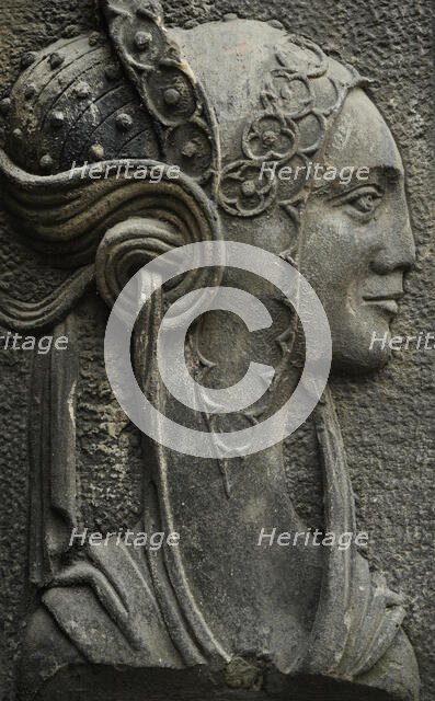 Relief of female figure in profile, house in the old Town, Gsansk, Poland, 2015. Creator: Unknown.