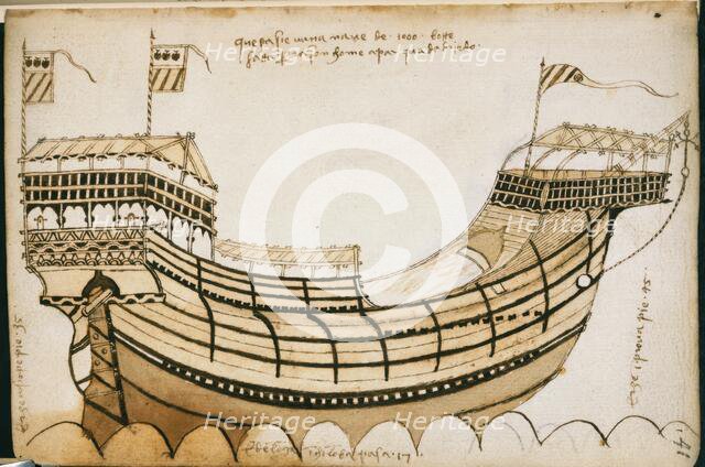 Drawing of a ship, c1447-1449.  Creator: Unknown.