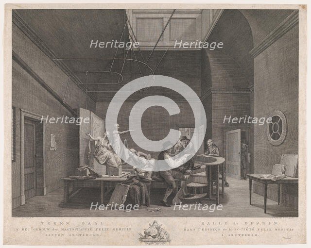 The Drawing Academy at the Felix Meritis Society in Amsterdam, ca. 1800. Creator: Reinier Vinkeles.