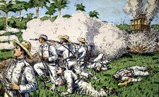 Cuba War (1895 - 1898), the Spanish troops defending El Caney before an American division on July…