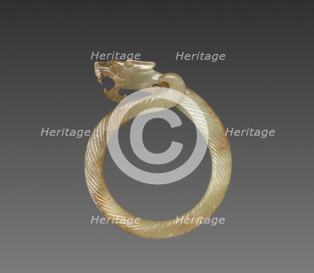 Fluted Ring with Dragon Head (Huan), 475-221 BC. Creator: Unknown.