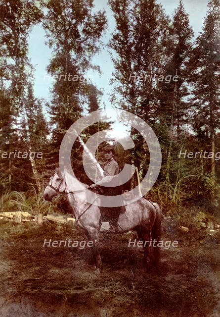 Woman Construction School Trainee at Work in Tomsk Province, 1906-1908. Creator: Dorozhno-Stroitel'nyi Otdel.
