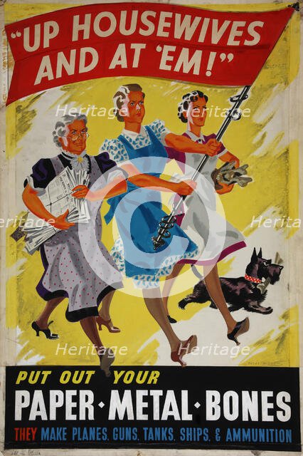 "Up Housewives and at 'Em!", British poster, World War II, c1939-c1945. Creator: William Yates-Wilson.