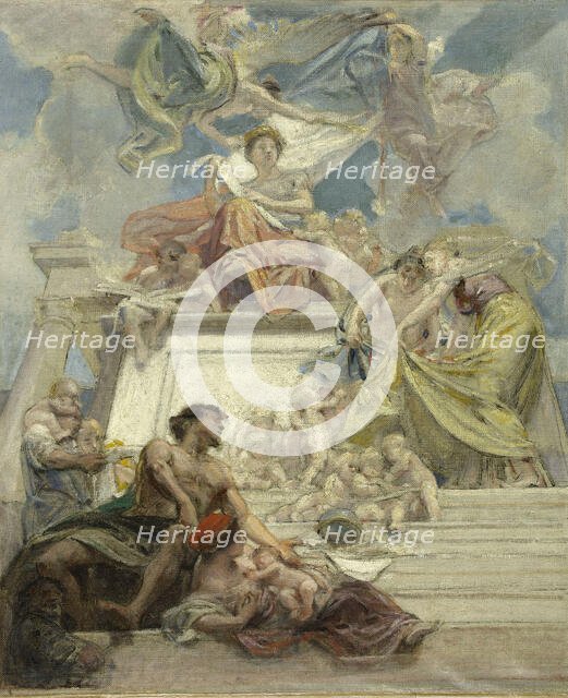 Esquisse pour l'escalier d'honneur de la la mairie du 3ème : La Ville de Paris instruisant..., 1885. Creator: Diogene Ulyssee Napoleon Maillart.