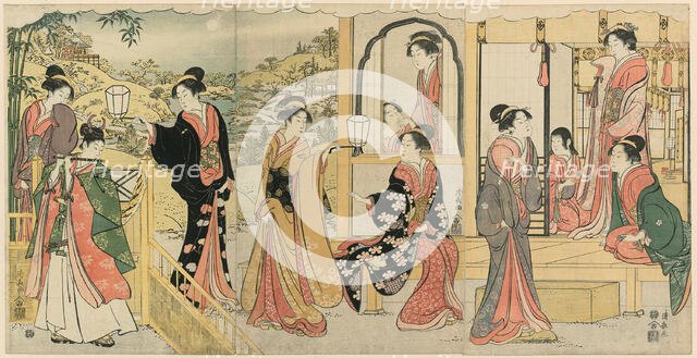 A Modern Version of Ushiwakamaru Serenading Princess Joruri, c. 1785. Creator: Torii Kiyonaga.