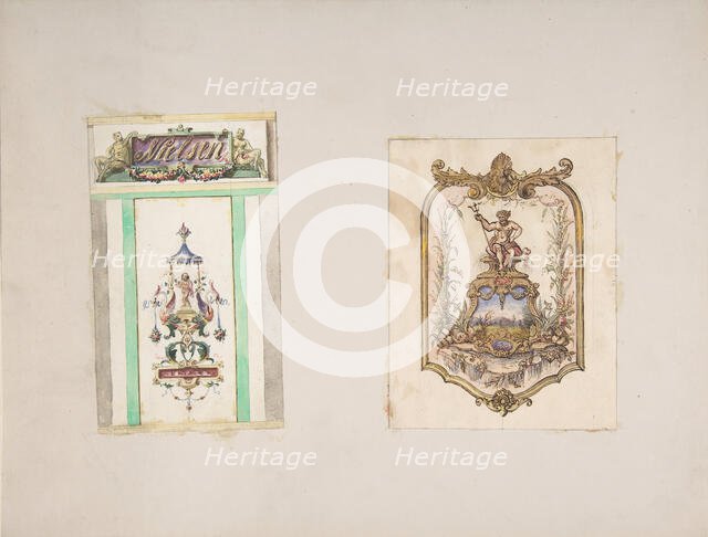 Two Designs for Ornamental Panels, second half 19th century. Creators: Jules-Edmond-Charles Lachaise, Eugène-Pierre Gourdet.