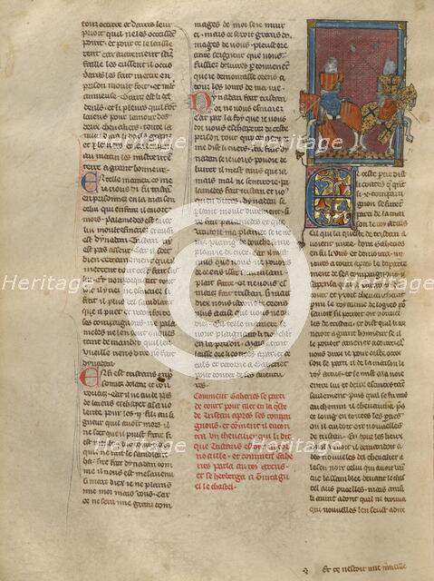 Gaheriet Parting Company with Another Knight, about 1320-1340. Creator: Jeanne de Montbaston.