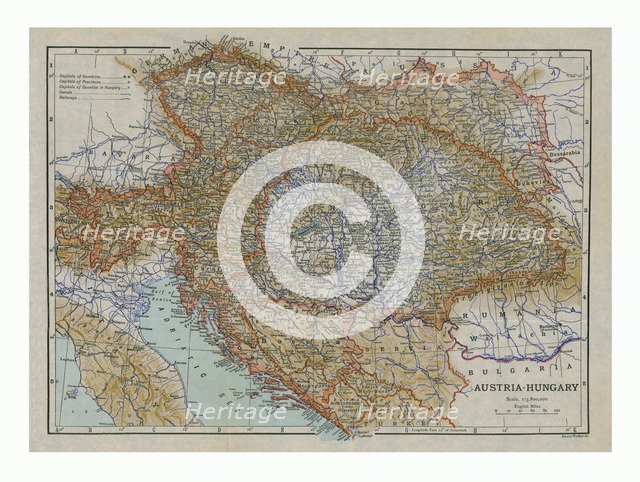 Map of Austria-Hungary, c1910s. Creator: Emery Walker Ltd.