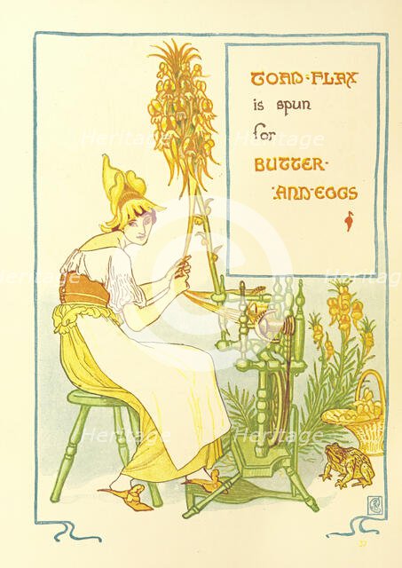 Toad-flax is spun for Butter-And-Eggs, 1899.  Creator: Walter Crane.