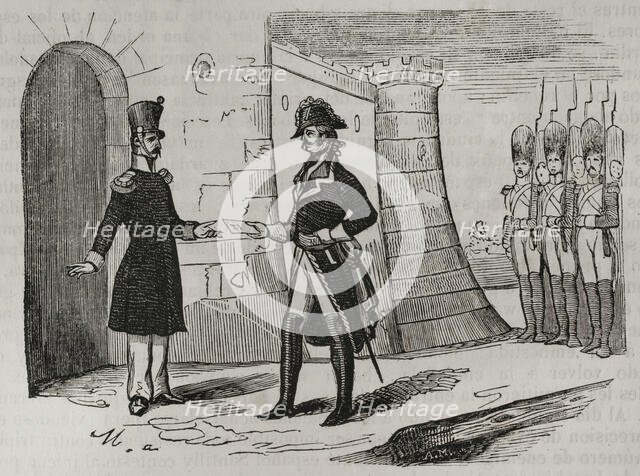 French occupation of Montjuich Citadel, Barcelona, Spain, February 29, 1808, (1851).  Creator: Unknown.